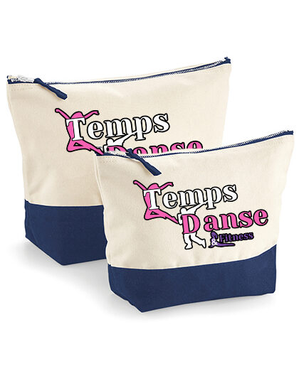 Sac à accessoires en toile à base trempée Temps danse fitness / Logo Impression - L, Naturel/Marine