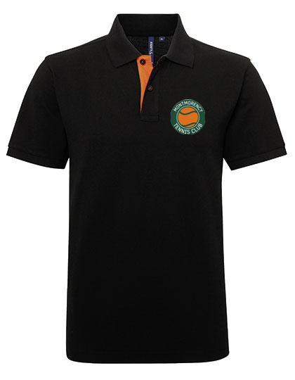 Polo contrasté coupe classique homme orange ou vert MTC