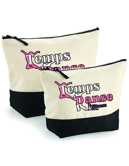 Sac à accessoires en toile à base trempée Temps danse fitness / Logo Impression - M, Naturel/Noir