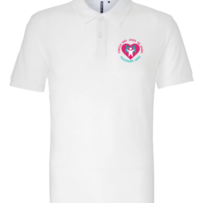 Polo coupe classique / Cercle des Amis de Paris / broderie coeur et impression dos